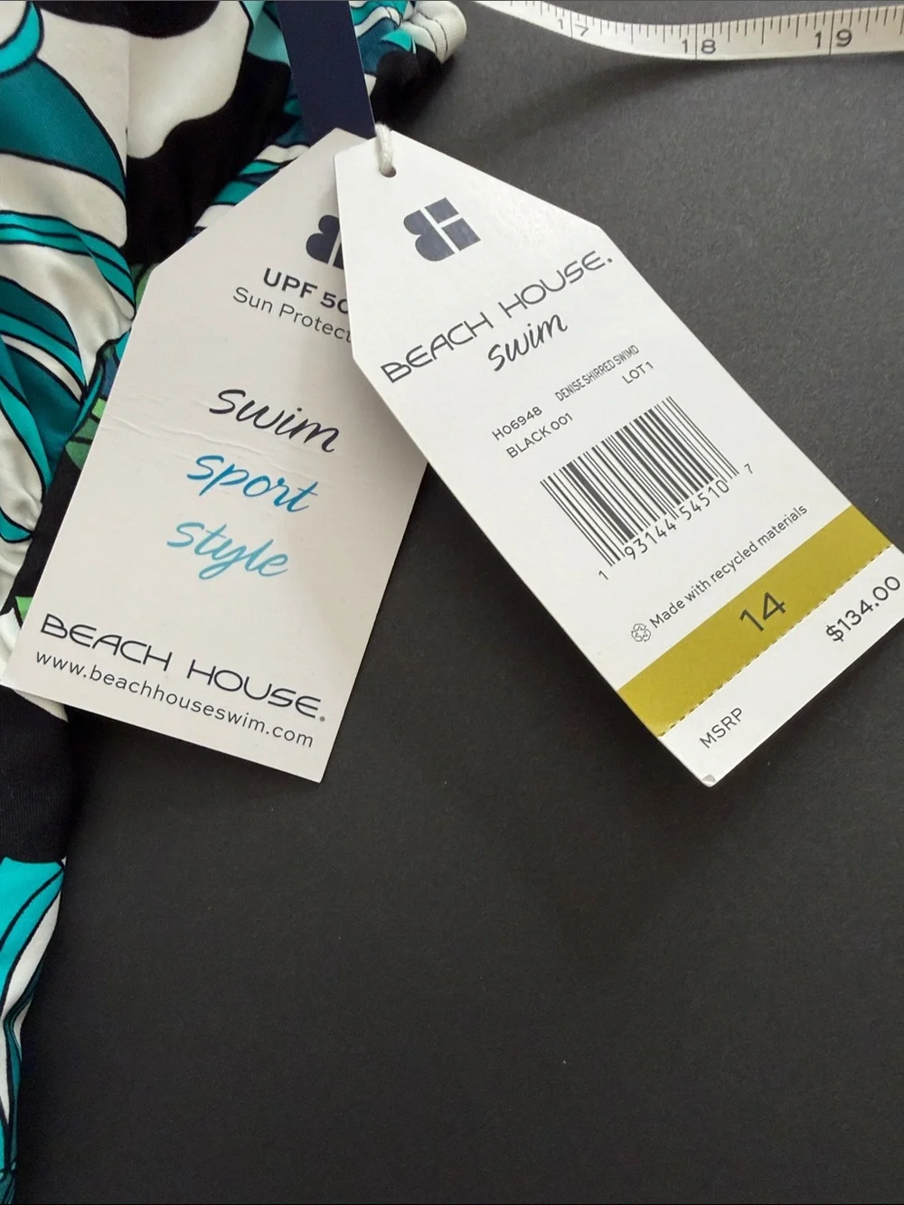 Beach House One-Piece Swim suit Teal, Green & Black Floral